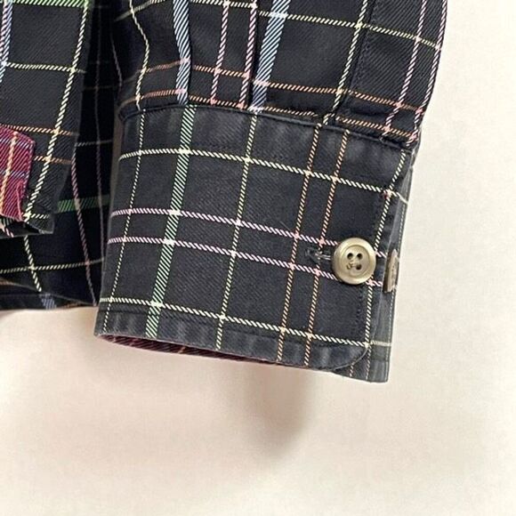 MINE Shirt Mens XL Multicolor Plaid Checks Long Sleeve Button Down Contrast Cuff - Picture 7 of 11